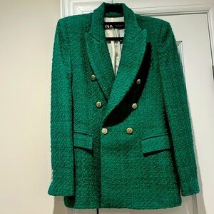Zara emerald green textured blazer